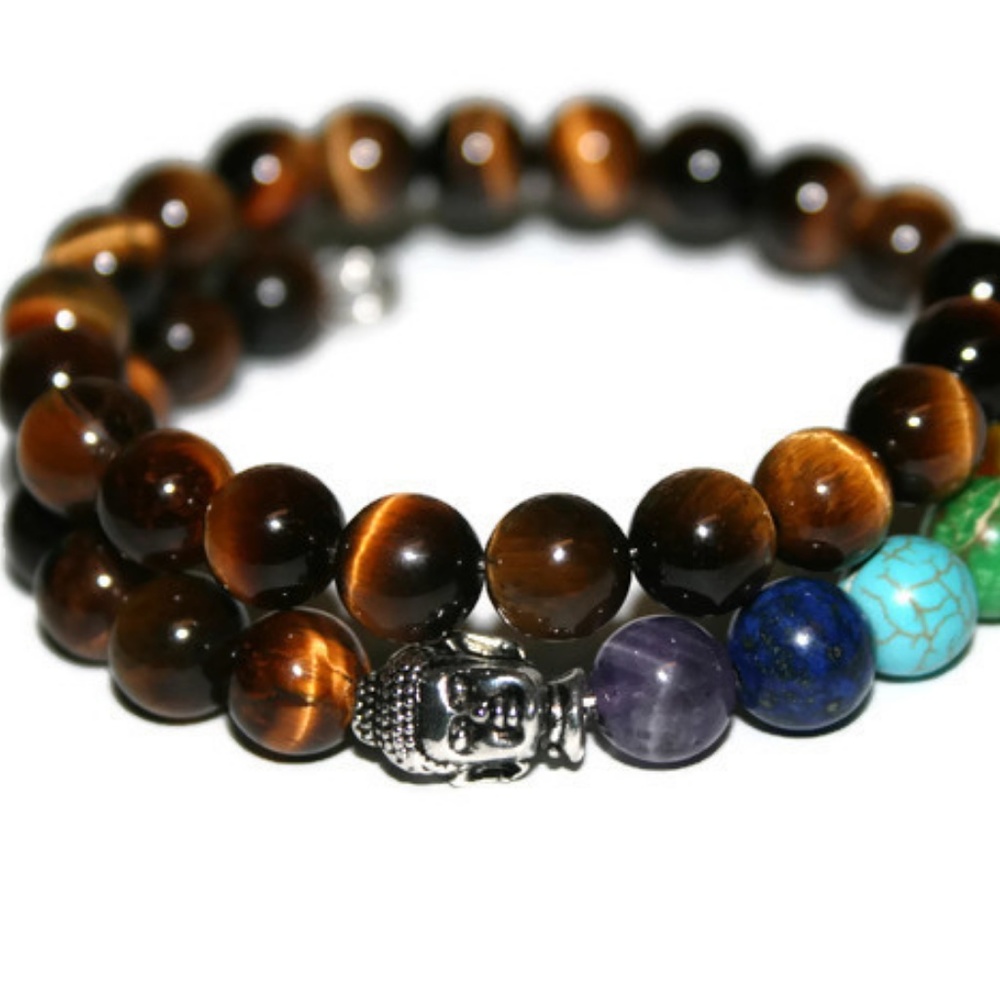 Chakra Buddha Tiger Eye Bracelet for Men & Women